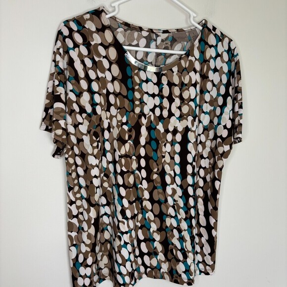 Chico's Tops - CHICO'S NEW Dotted Swirls Scarlett Short Sleeve Top Women M Peacock Blue Stretch